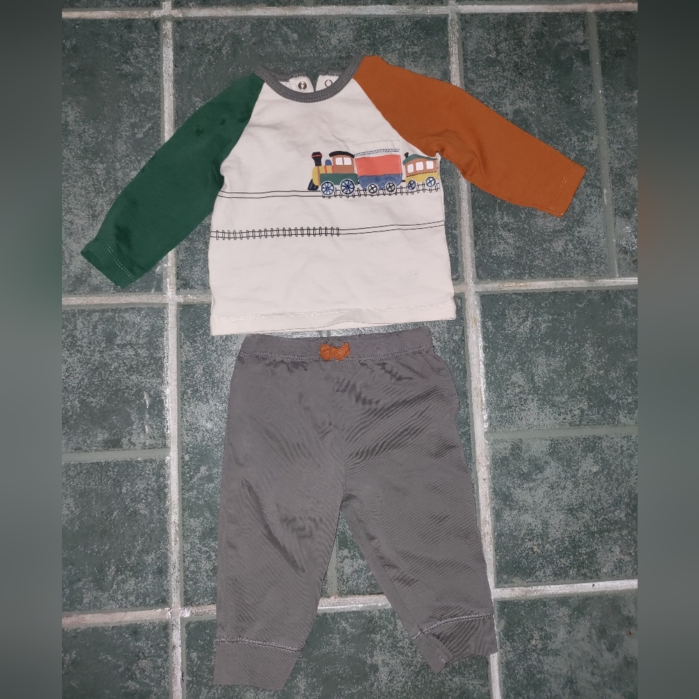 Little Me baby boy train outfit, size 9 months